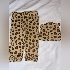 Gerber Leopard-Print Baby Leggings and Hat Set - Tan and Brown